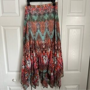 V Christina Womens Tie Dye Geometric Skirt Sz XL Fairy Festival Whimsigoth Flowy
